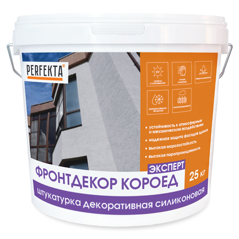 Штукатурка декоративная силиконовая Фронтдекор Короед Эксперт, 25 кг