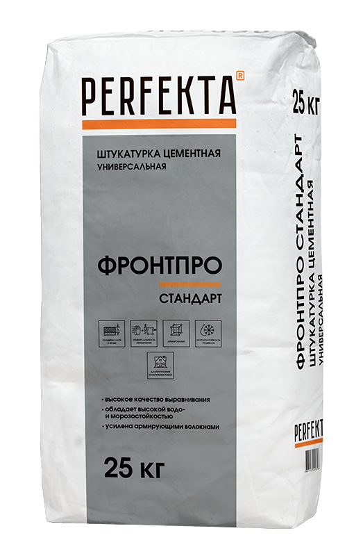 Штукатурка цементная универсальная Фронтпро Стандарт, 25 кг