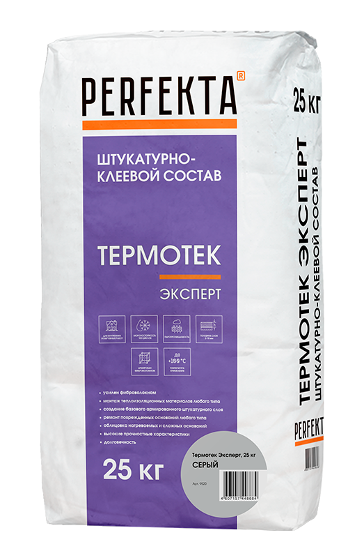 Штукатурно-клеевой состав Термотек Эксперт серый, 25 кг