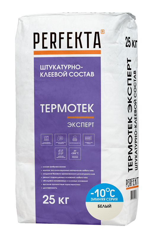 Штукатурно-клеевой состав Термотек Эксперт Зимняя серия белый, 25 кг