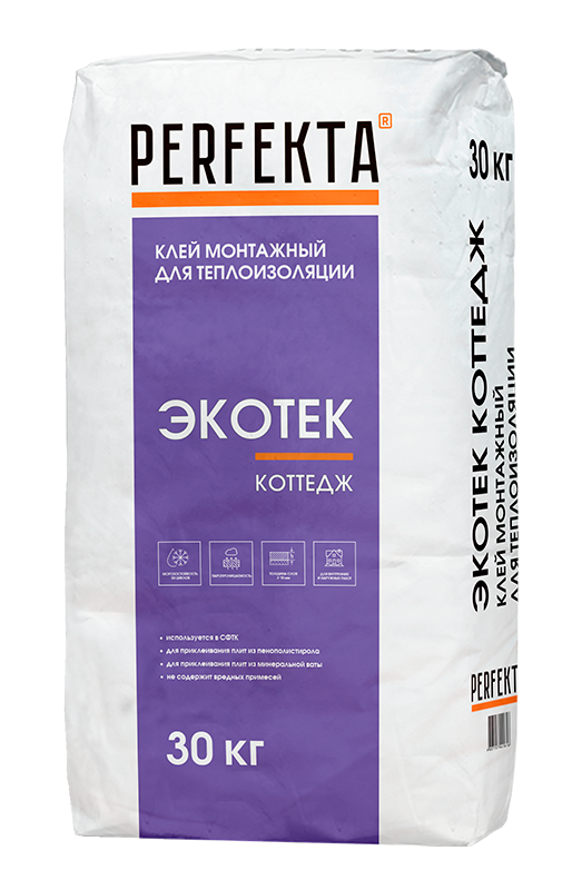 Клей монтажный для теплоизоляции Экотек Коттедж, 30 кг