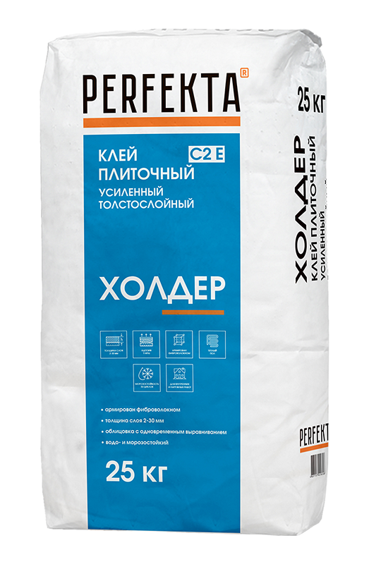 Клей плиточный усиленный толстослойный Холдер С2 Е, 25 кг