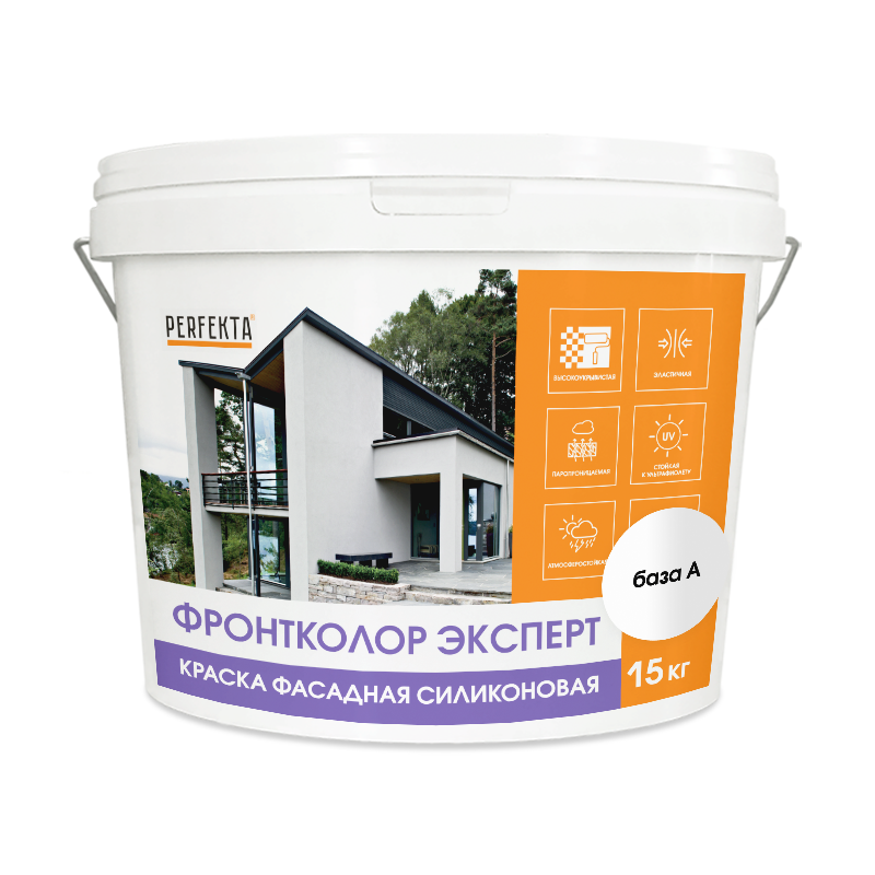 Краска фасадная силиконовая Фронтколор Эксперт база A, 15 кг