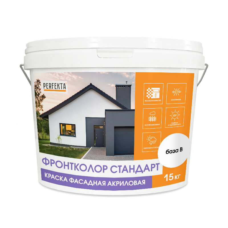 Краска фасадная акриловая Фронтколор Стандарт база B, 15 кг