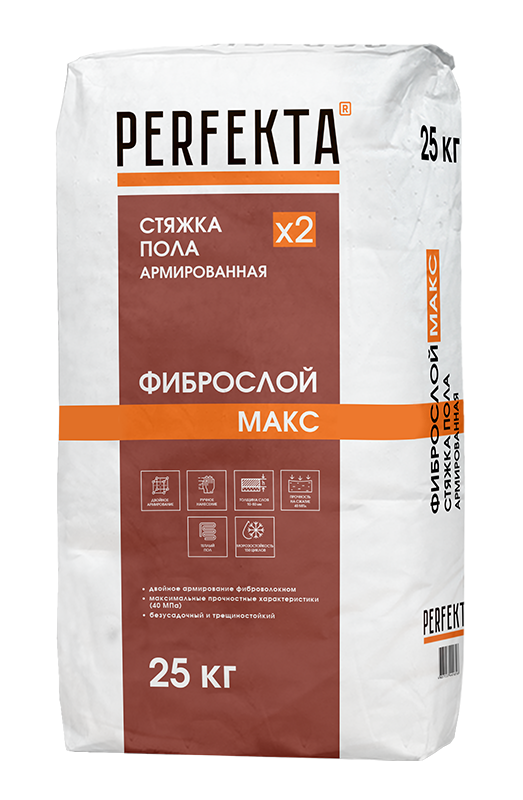 Стяжка пола армированная Фиброслой Макс, 25 кг