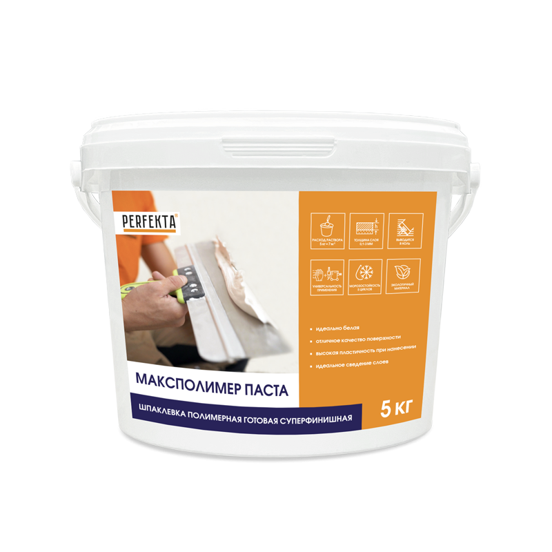 Шпаклевка полимерная готовая суперфинишная Максполимер Паста, 5 кг