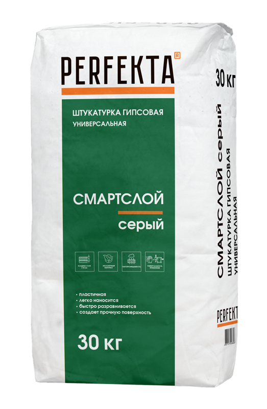 Штукатурка гипсовая универсальная Смартслой серый, 30 кг